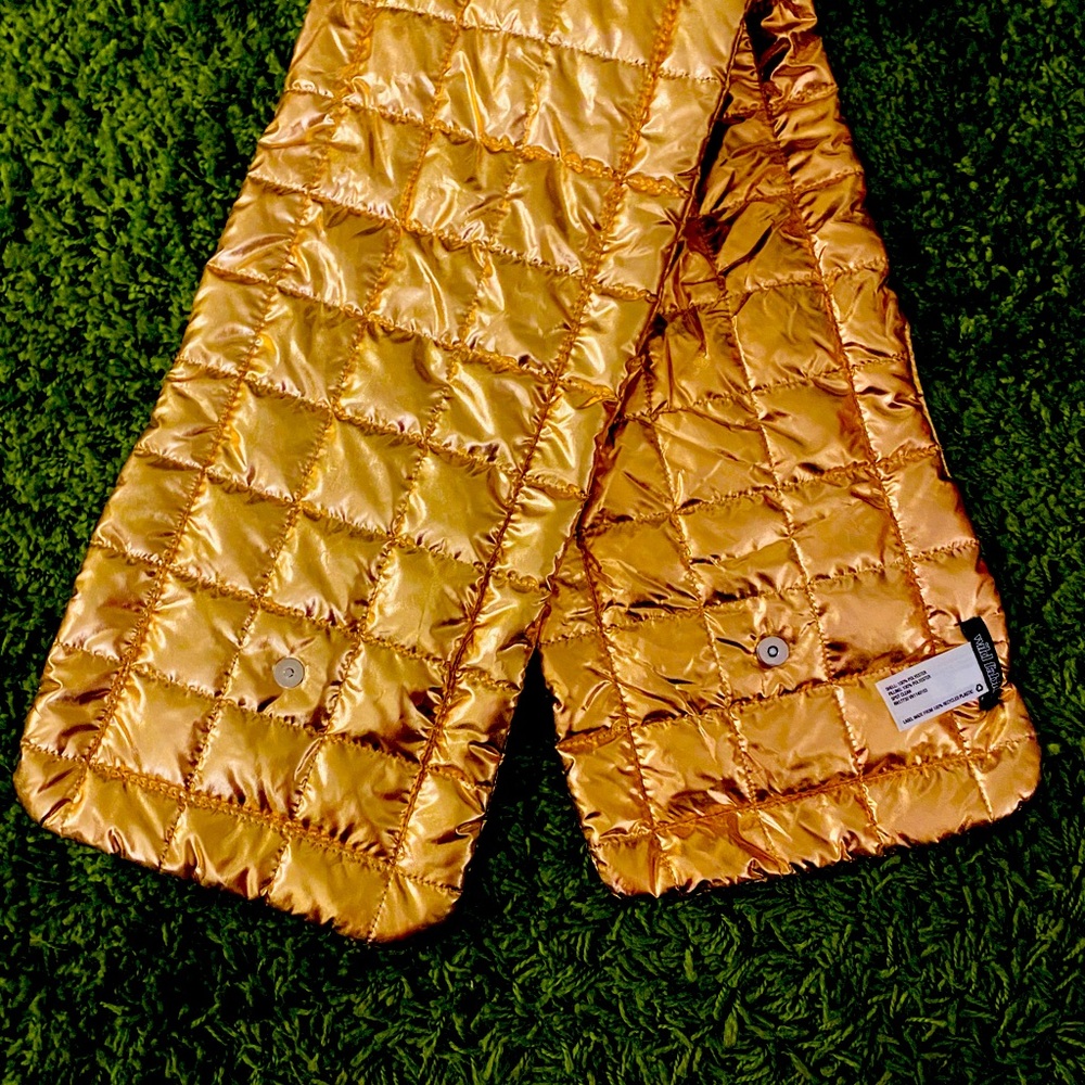 Metallic gold puffer wrap scarf